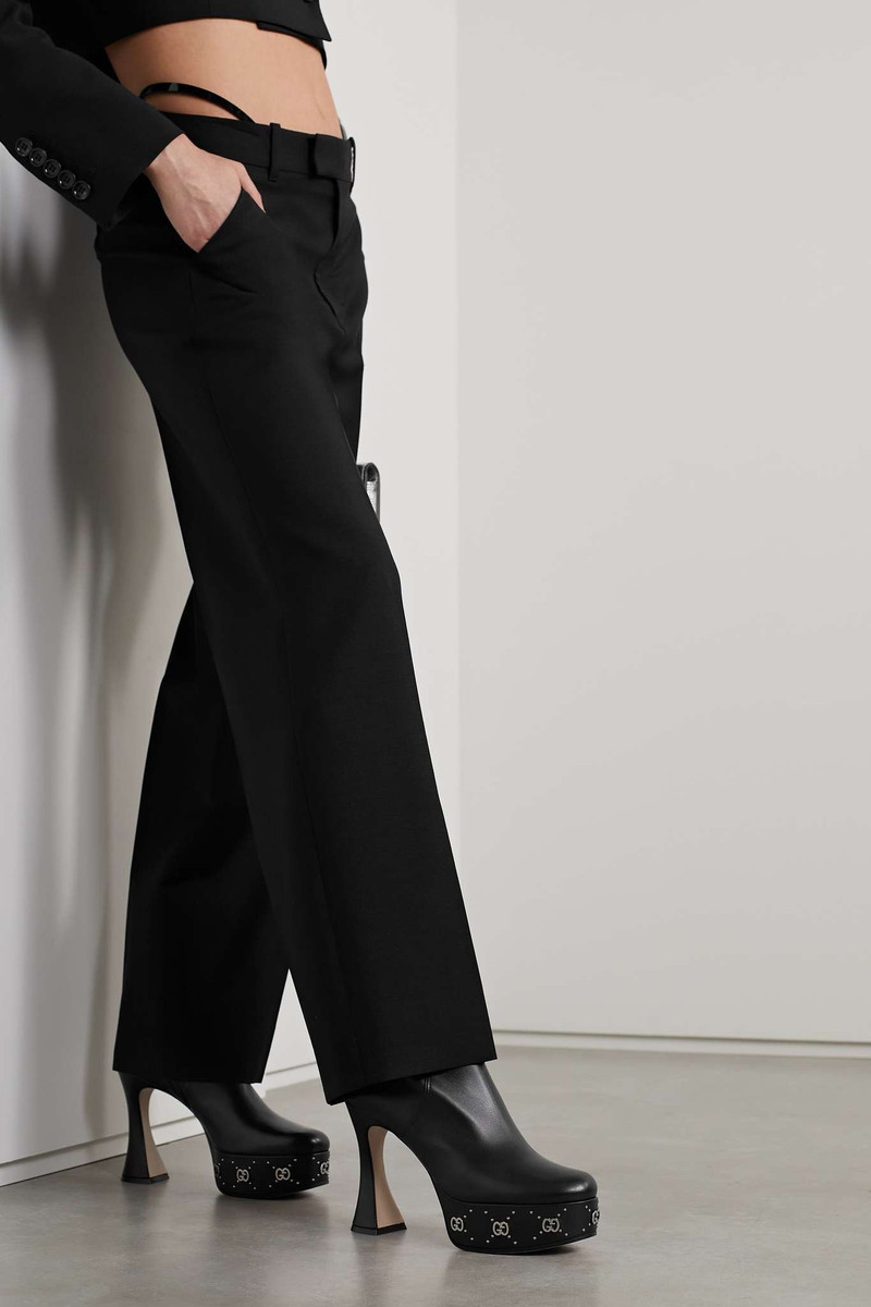 GUCCI Janaya embellished leather platform ankle boots outlook