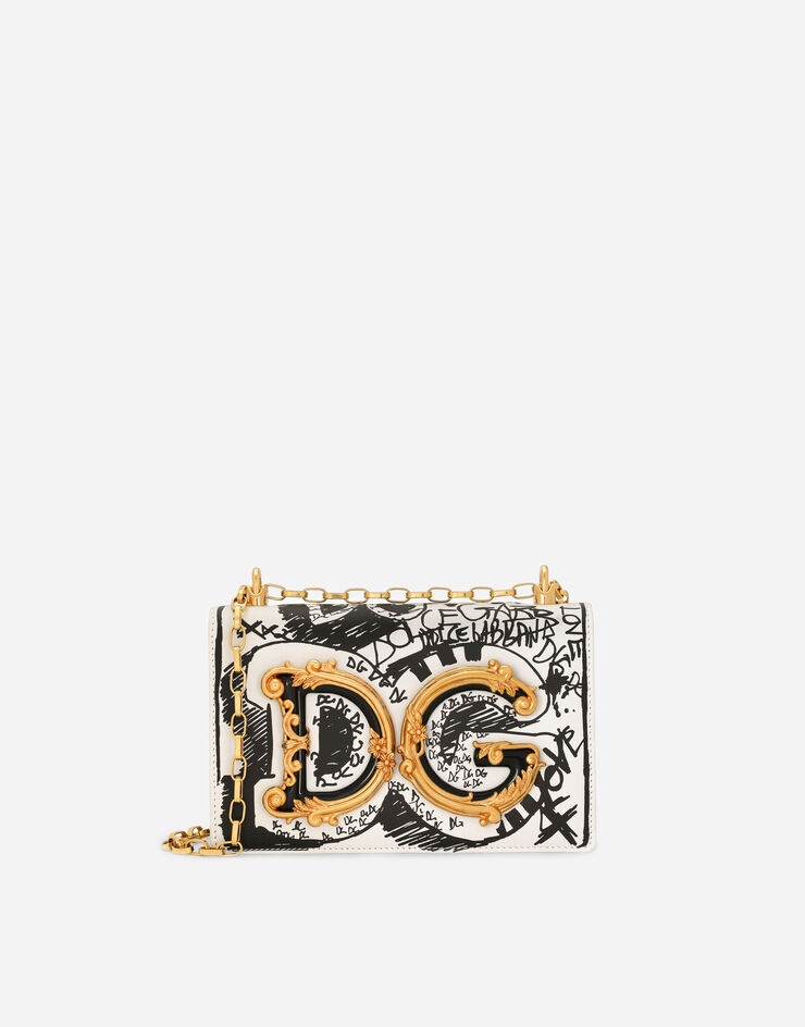 Graffiti-print nappa leather DG girls bag - 1