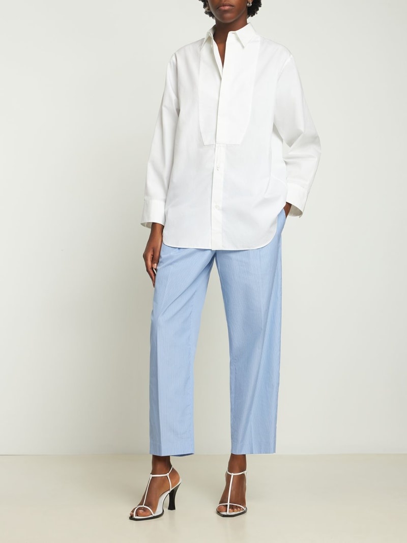 Cotton poplin oversized plastron shirt - 2