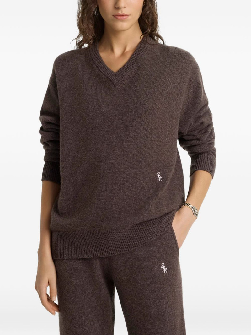 V-neck embroidered-logo sweater 1