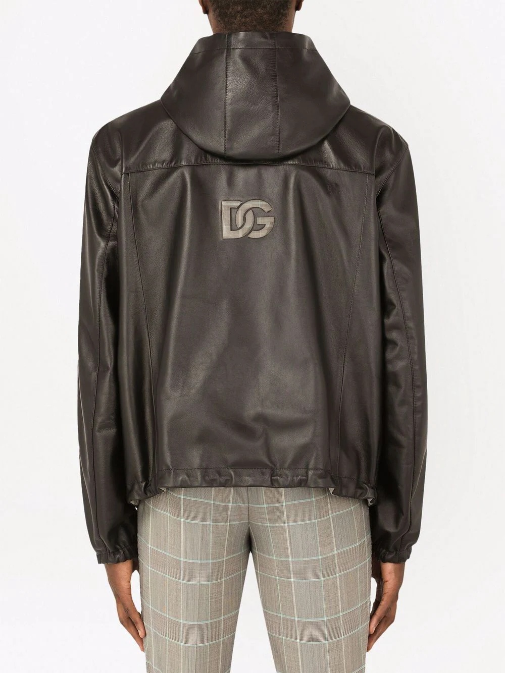 reversible leather hooded bomber jacket - 4