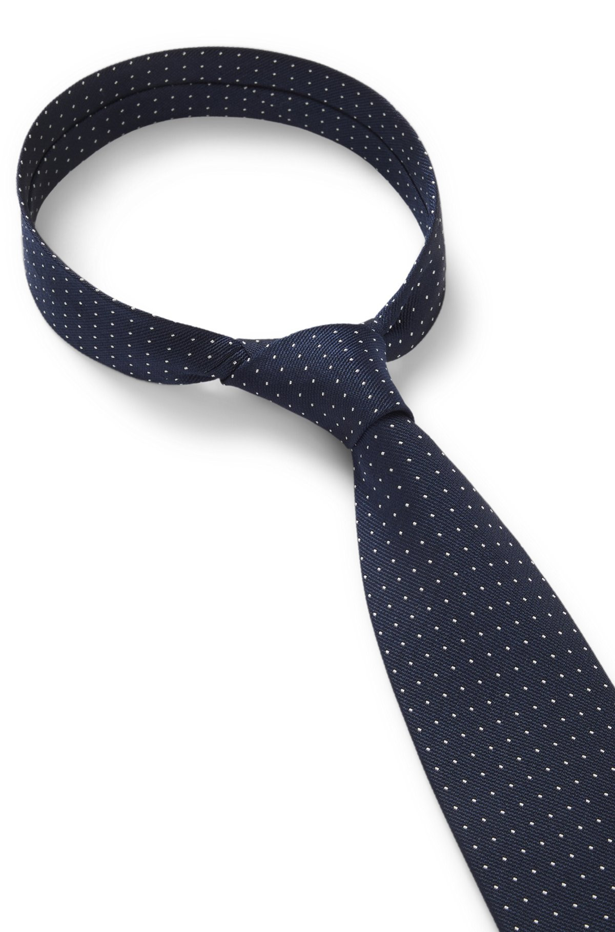 SILK-BLEND TIE WITH JACQUARD-WOVEN DOT MOTIF - 5