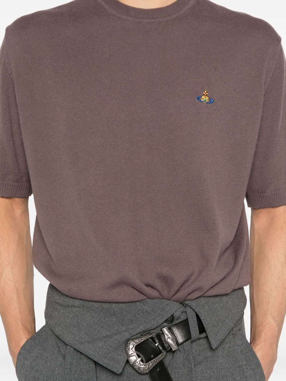 logo-embroidered short-sleeve sweater - 5