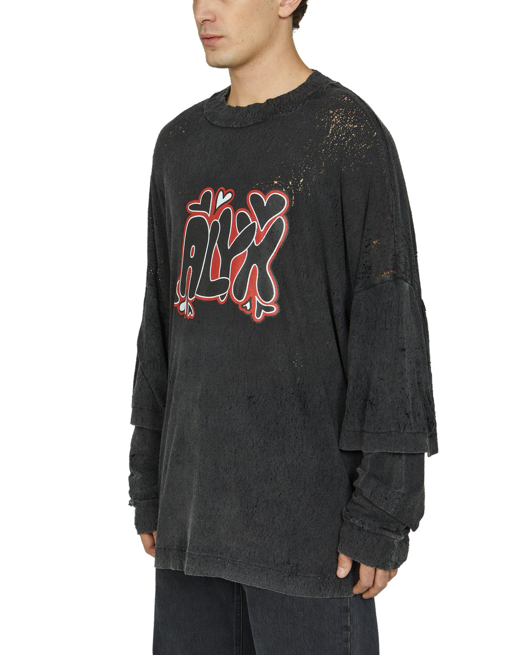 DOUBLE SLEEVE NEEDLE PUNCH GRAPHIC T-SHIRT - 3