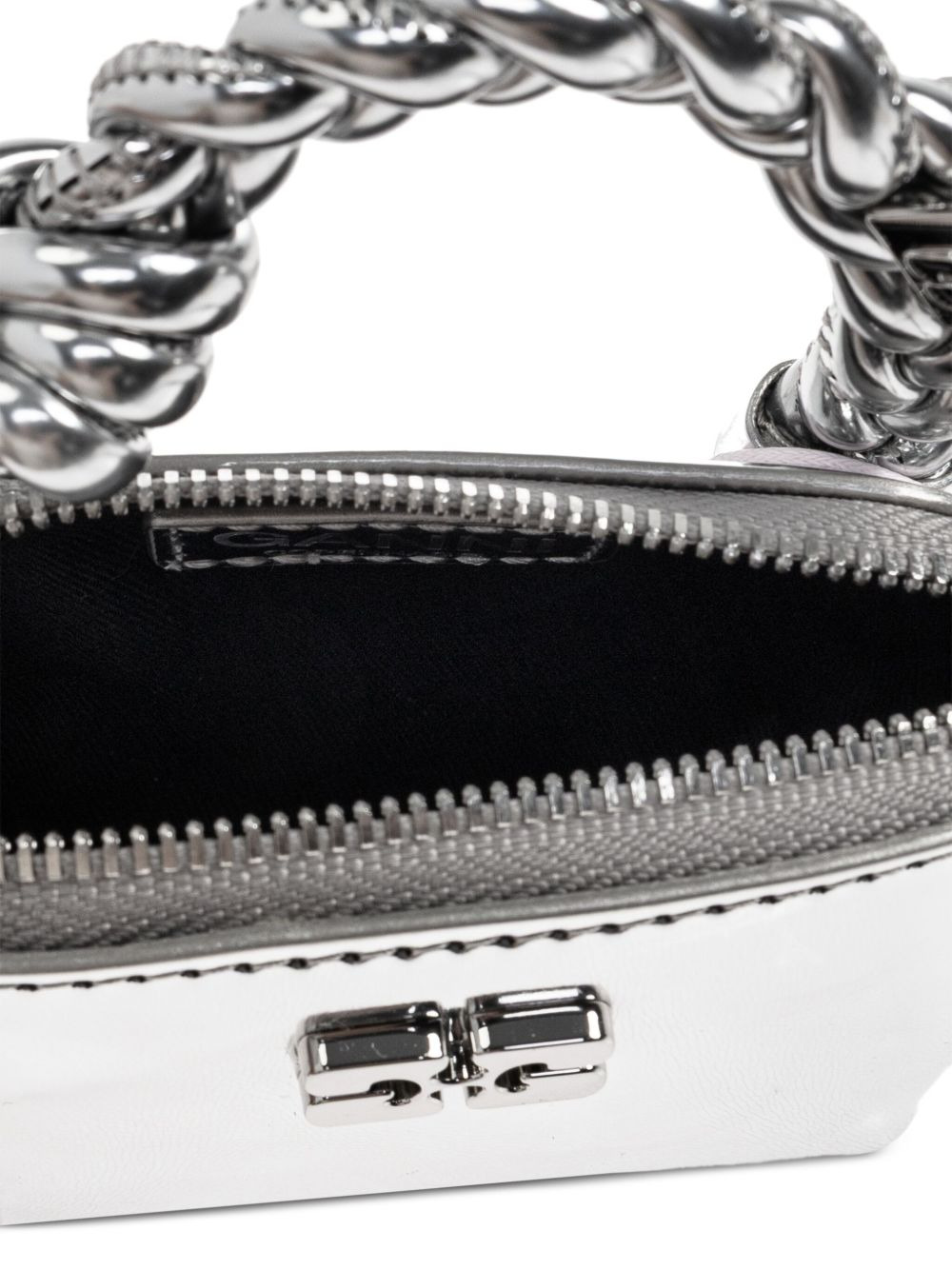 braided-handle metallic-effect pouch bag charm - 5
