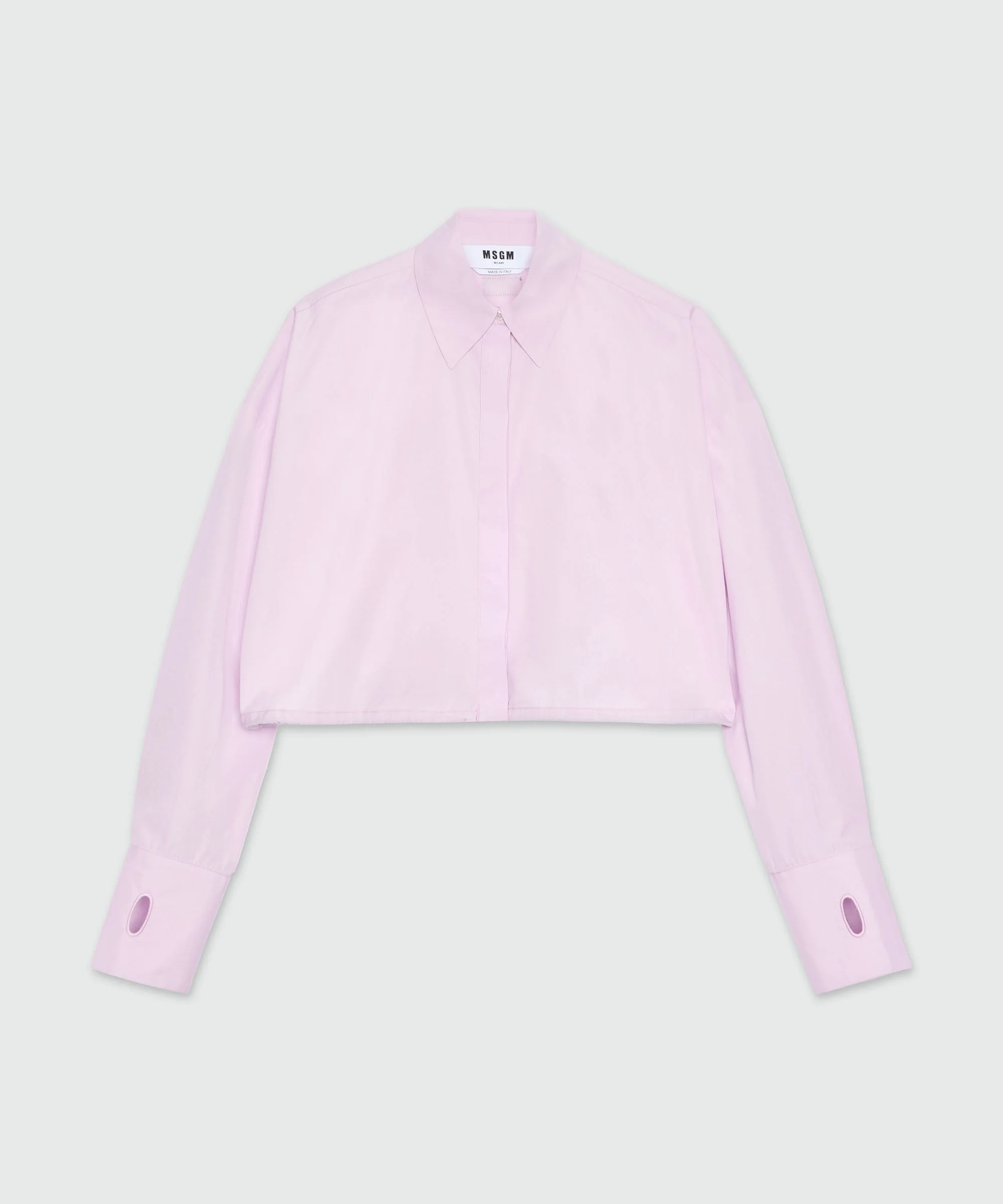 Pink poplin cropped shirt - 1
