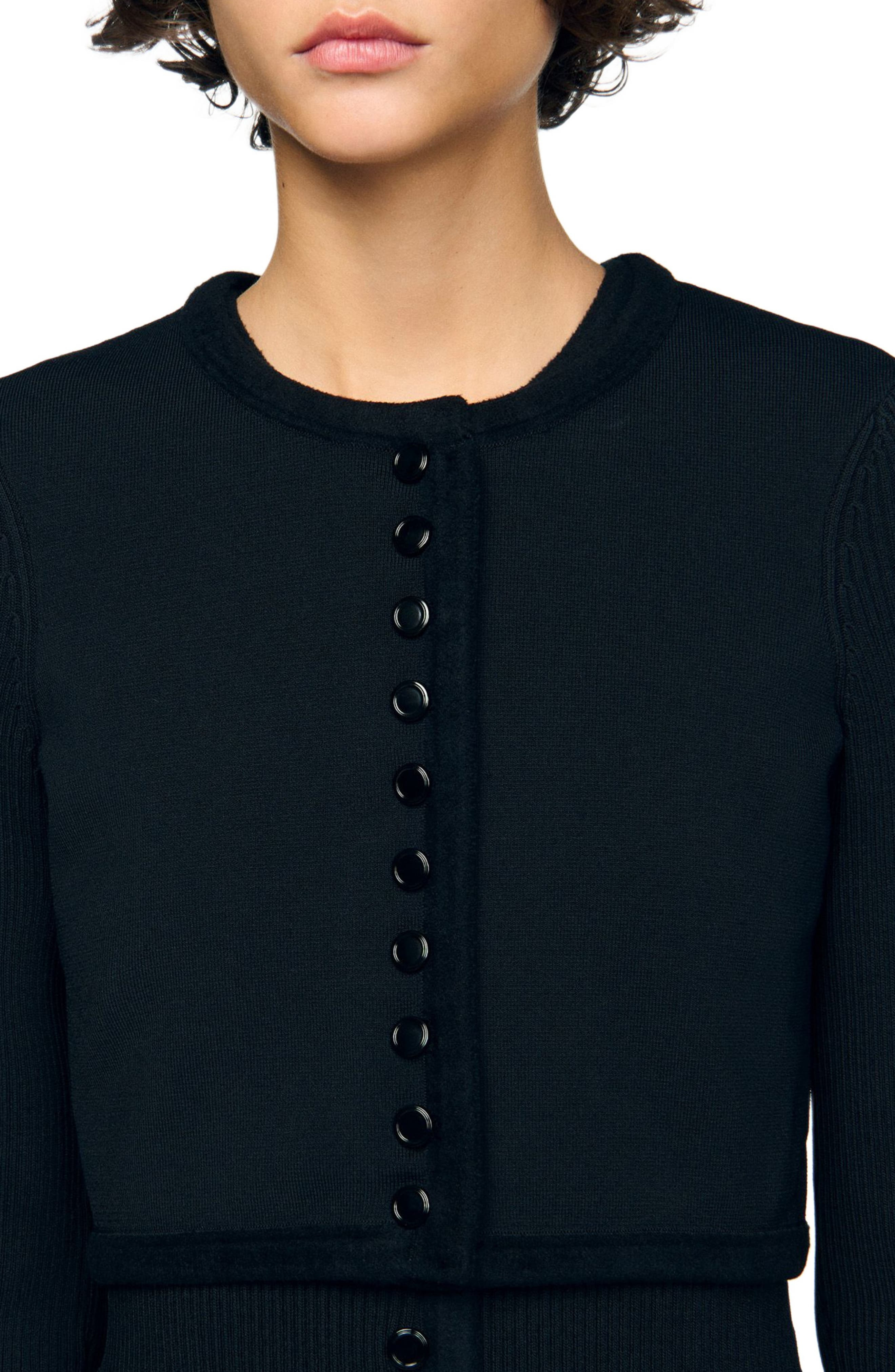 SANDRO Cropped cardigan in Black at Nordstrom - 4