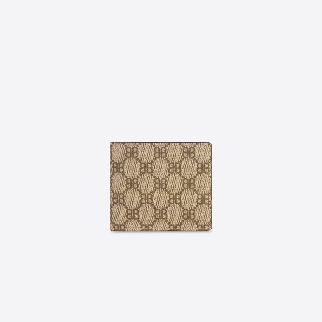 Men's Hacker Bi-fold Coin Wallet In Coated Canvas in Beige - 1