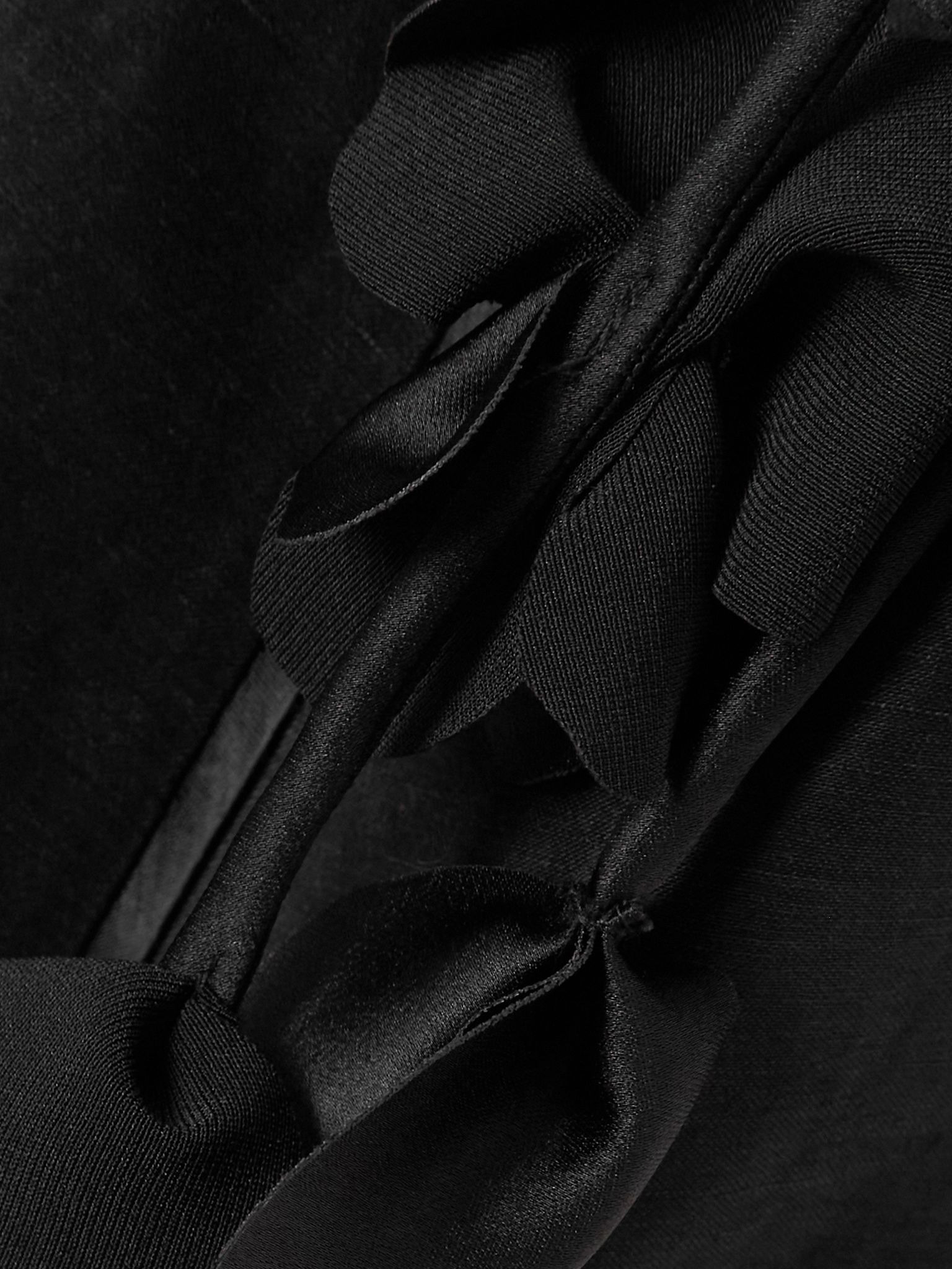 Camille belted appliquéd linen-blend maxi skirt Black - 4