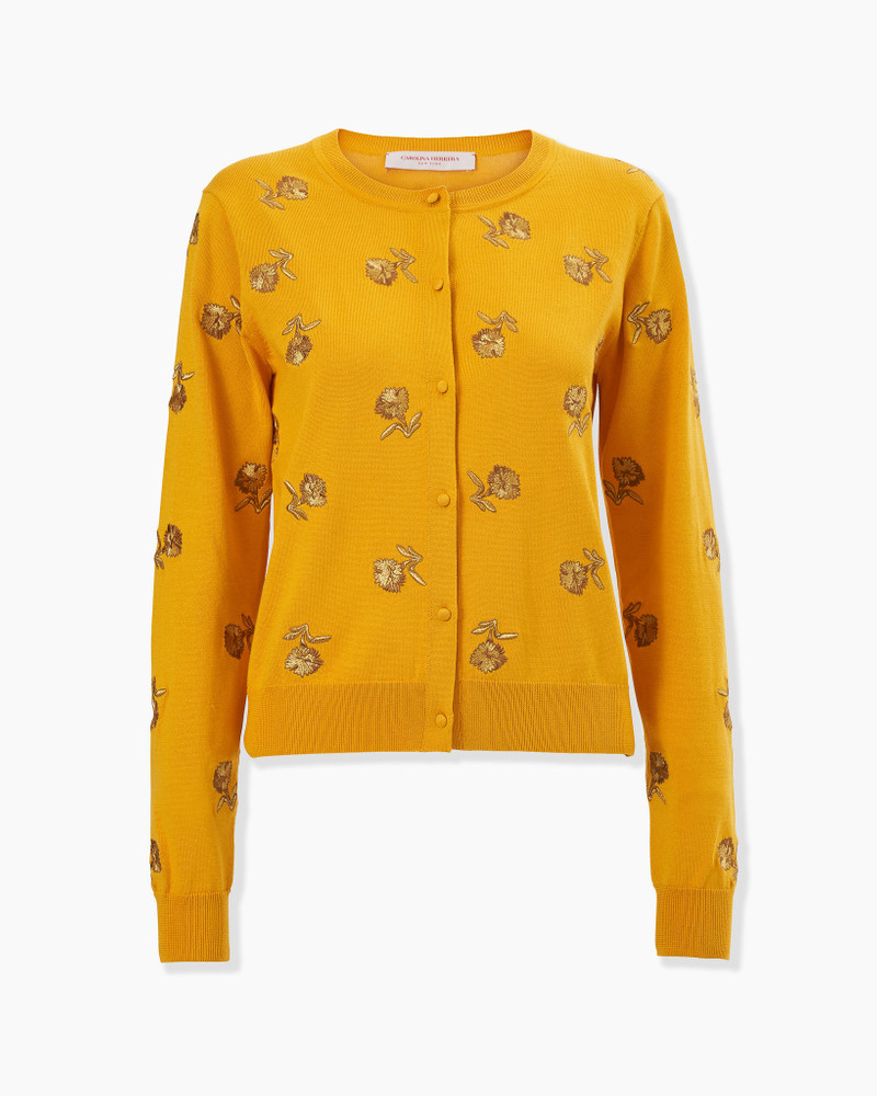 Carnation-Embroidered Cardigan 1