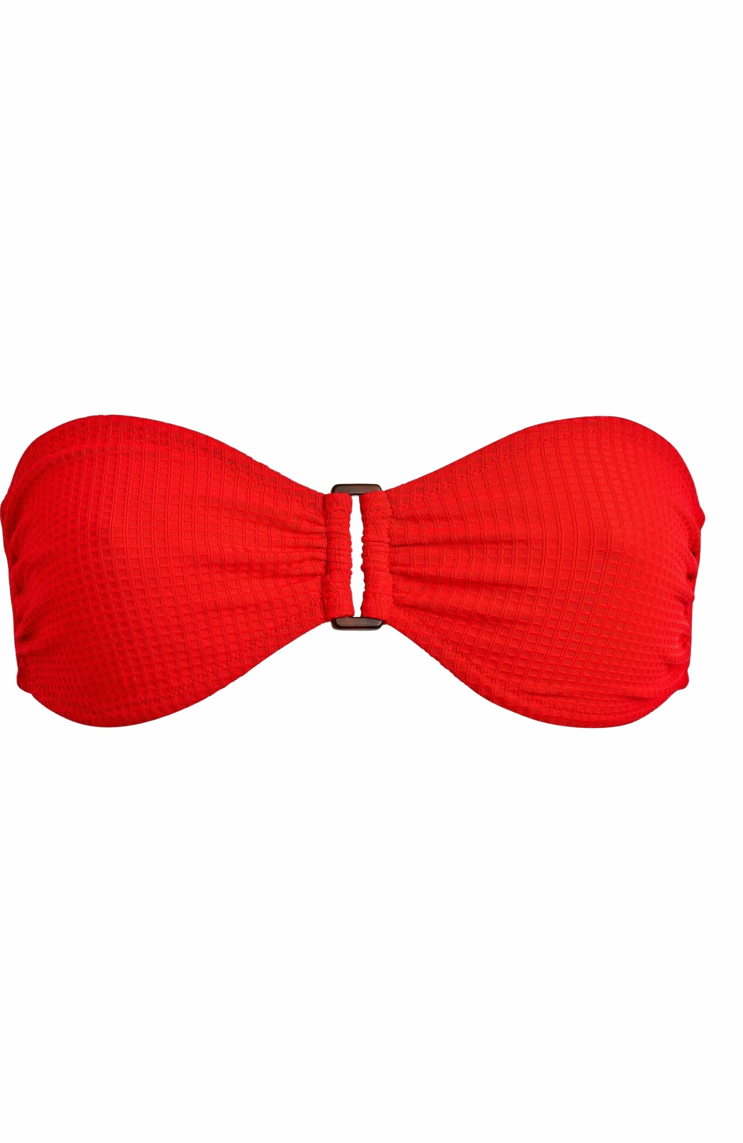 Vilebrequin Women's Jacquard Vichy Ring Bandeau Bikini Top in Coquelicot at Nordstrom - 3