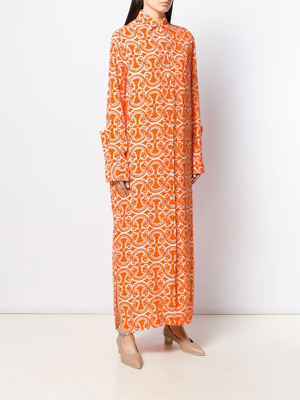 long printed shirt dress - 3