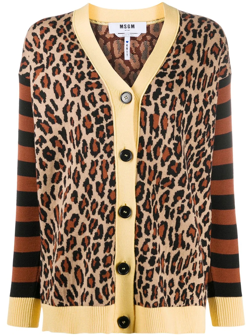 leopard print striped cardigan - 1