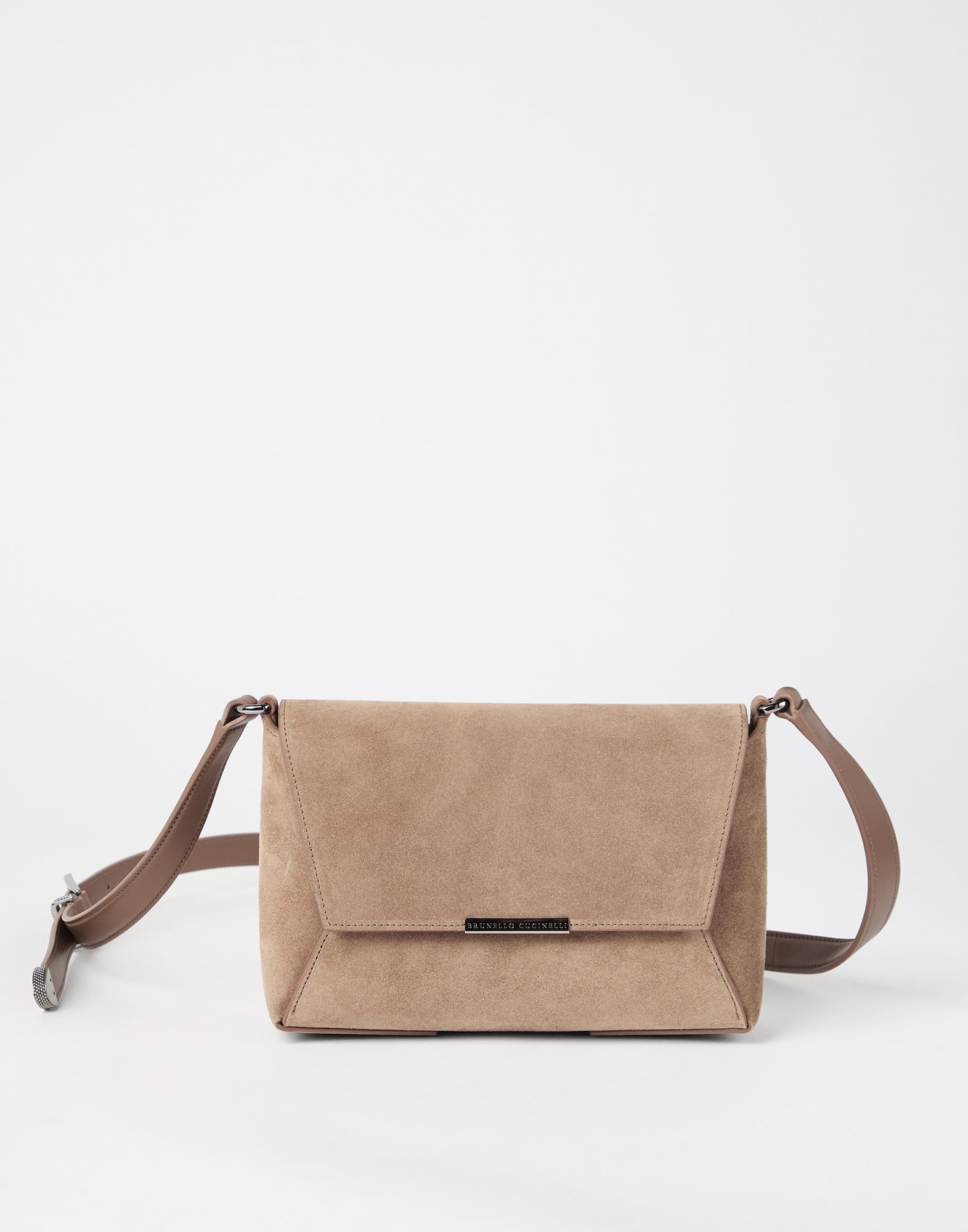 Sueded calfskin envelope bag with monili - 1