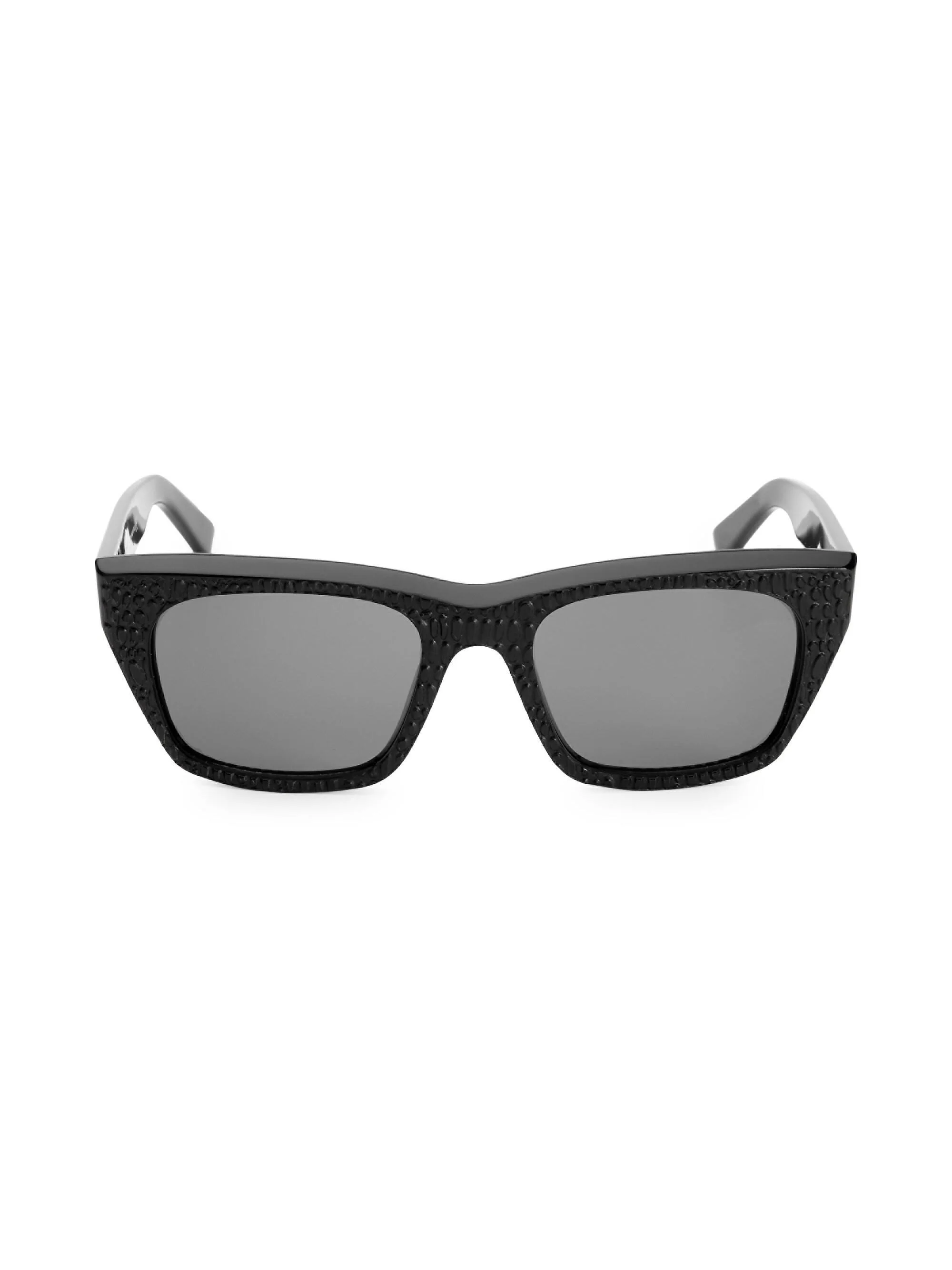 Men's 53MM Textured Square Sunglasses - Black - 1