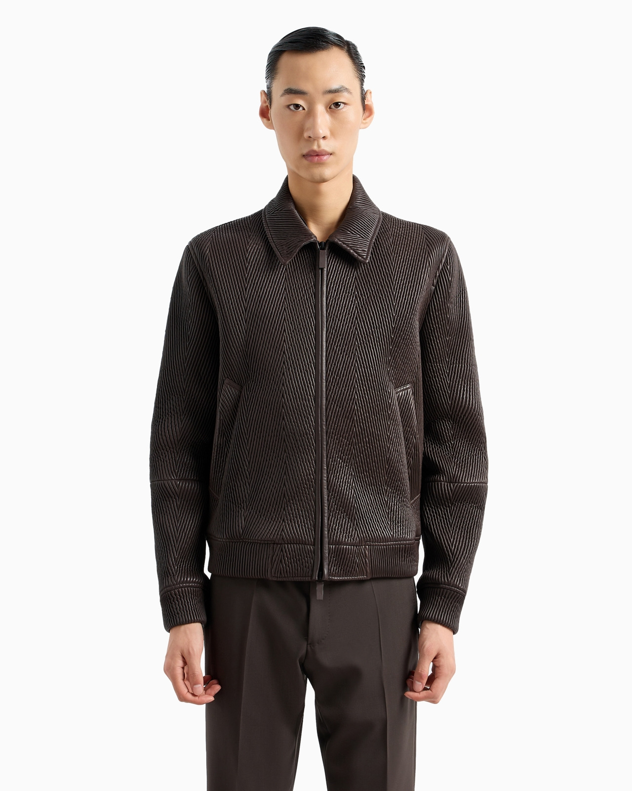Quilted nappa lambskin relaxed-fit blouson with chevron motif - 2