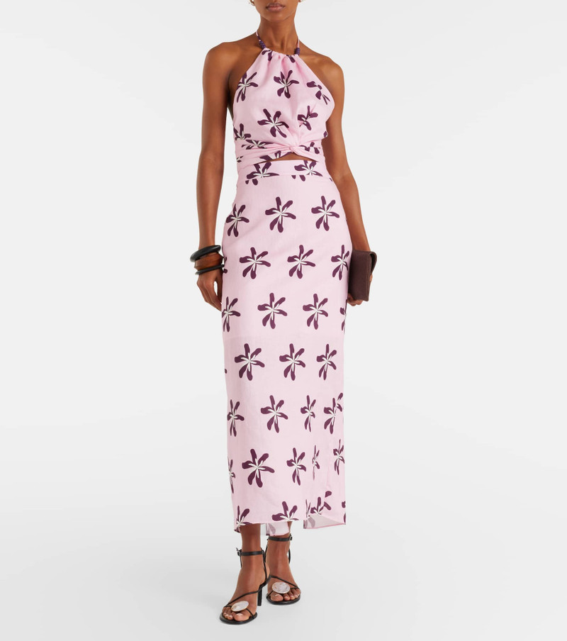 CALA de la CRUZ Lodi floral halterneck linen crop top outlook