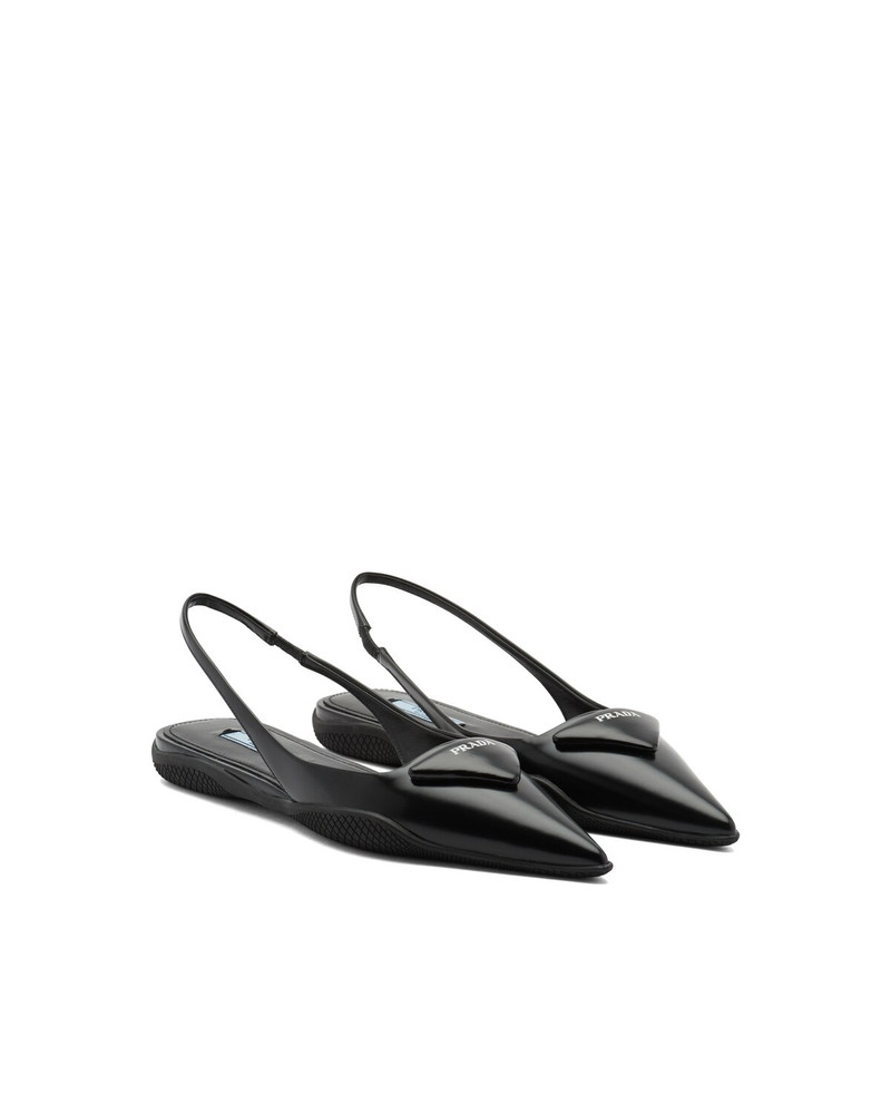 Brushed leather slingback ballerinas 1