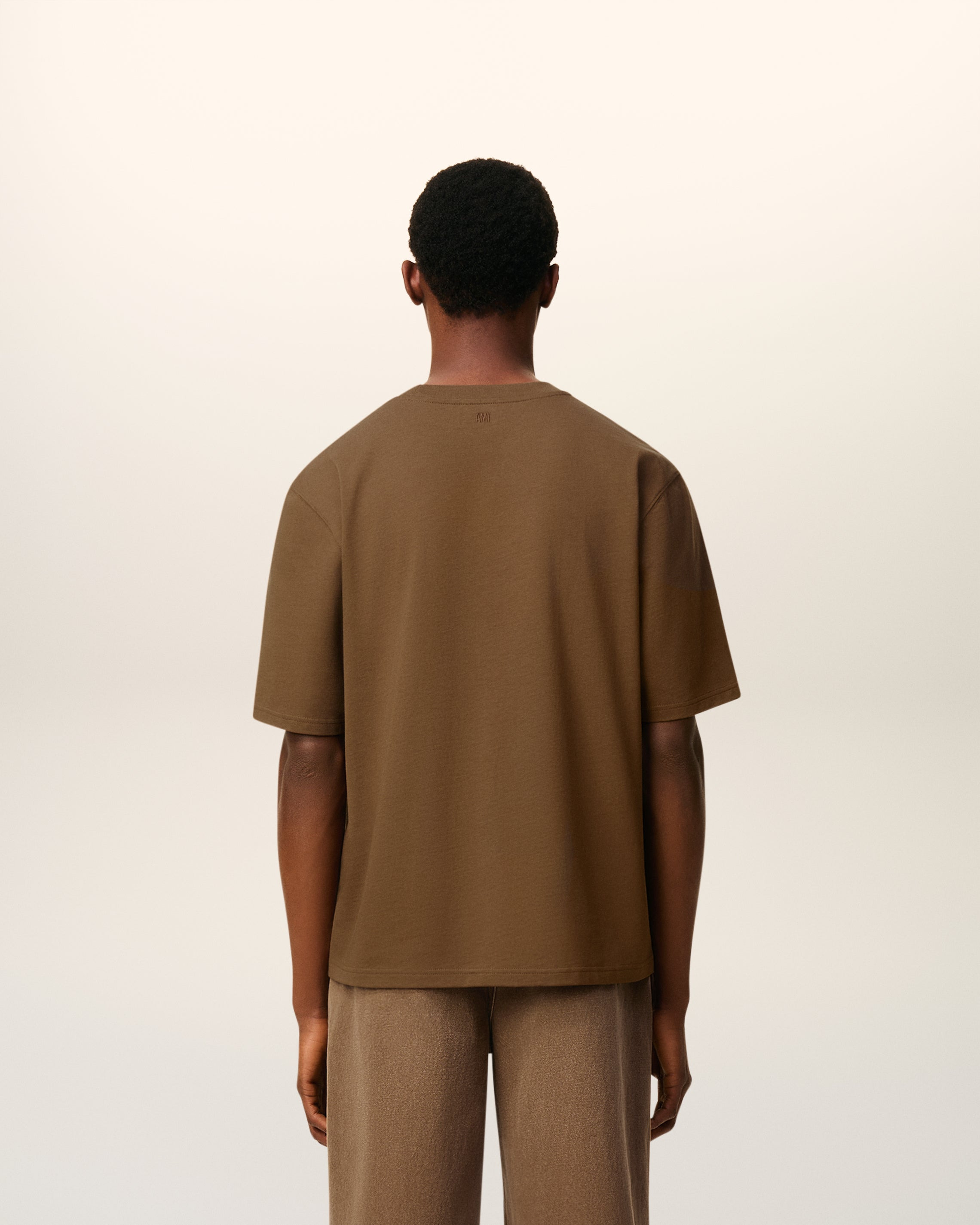 BROWN COTTON AMI DE COEUR T-SHIRT - 5