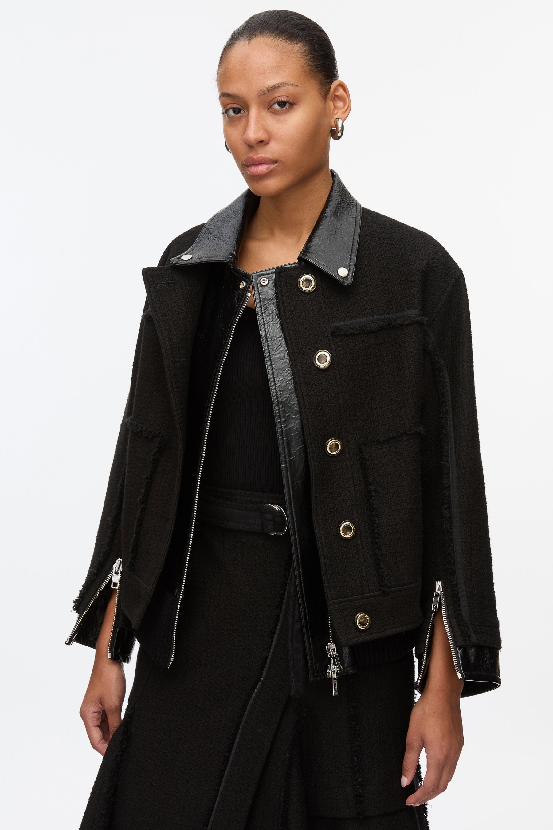 Hybrid Tweed Moto Jacket - 5