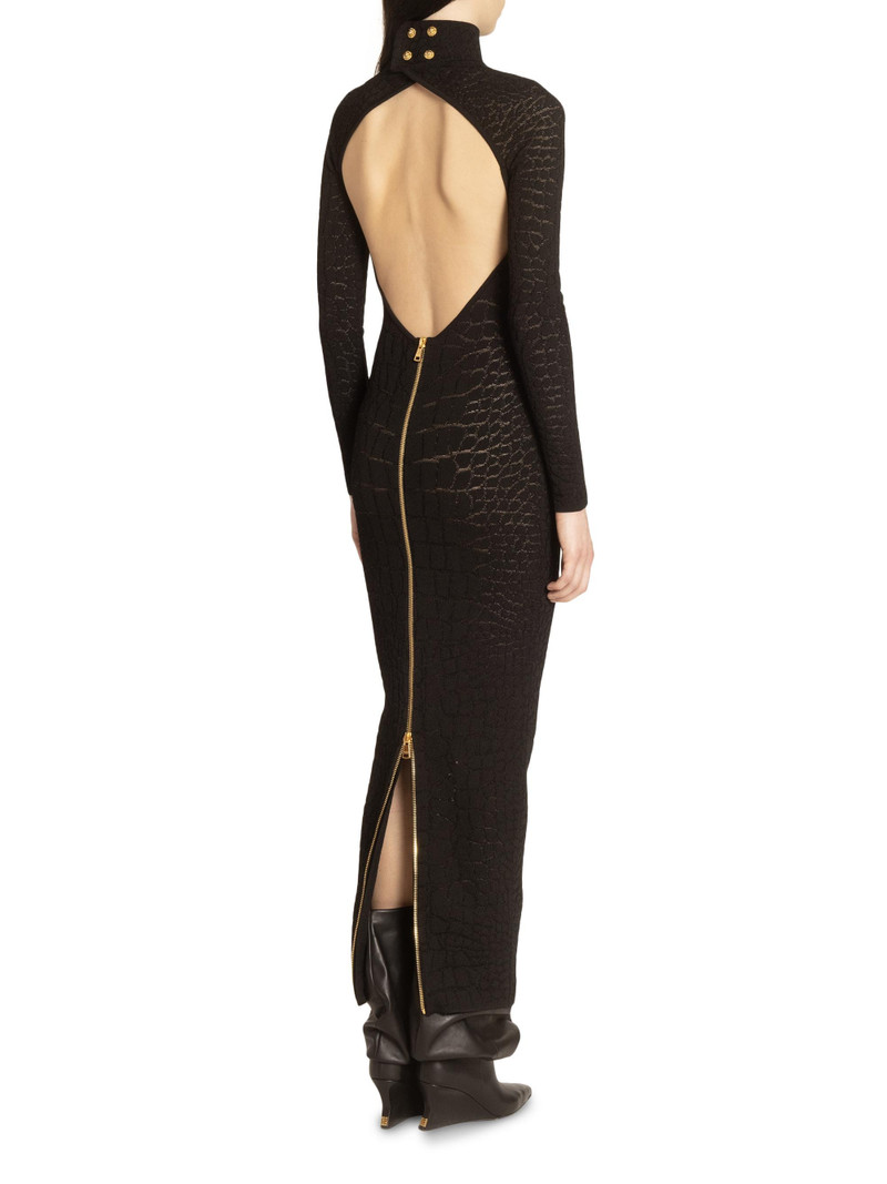 Women's Croc-Effect Knit Open-Back Maxi Dress - Noir 5