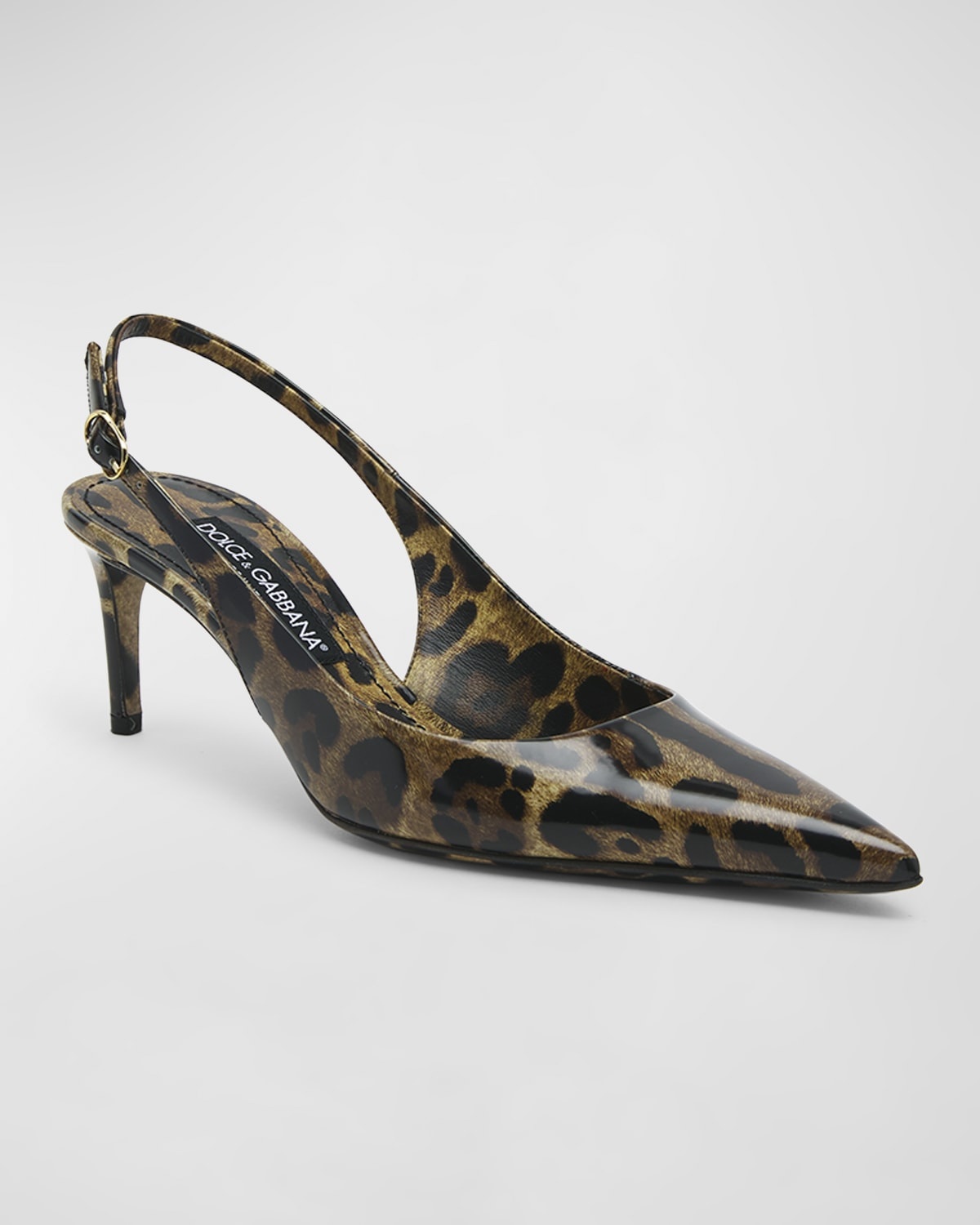 Animal-Print Patent Slingback Pumps - 3