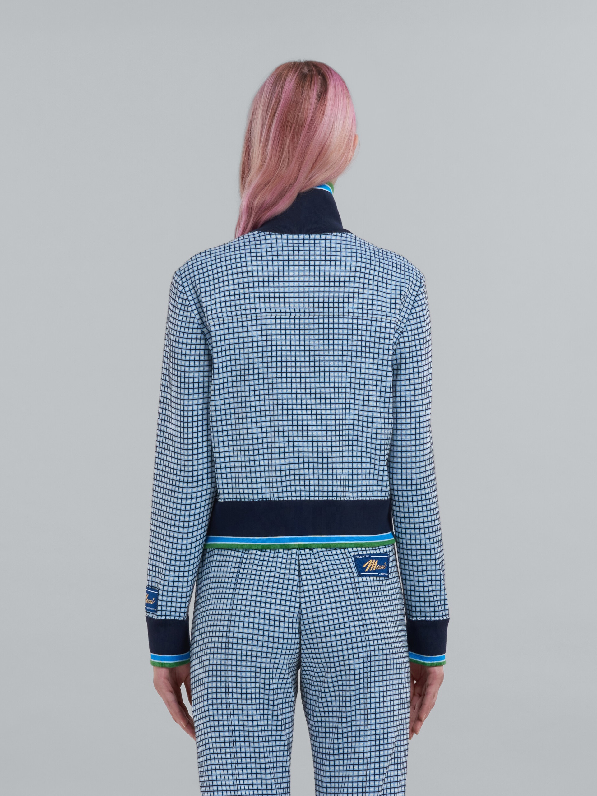 LIGHT BLUE JACQUARD FABRIC JACKET - 3