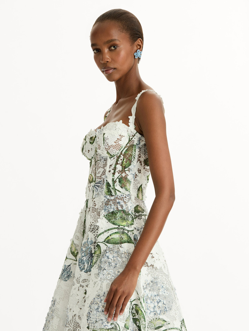PORCELAIN FLOWER GUIPURE COCKTAIL DRESS 5