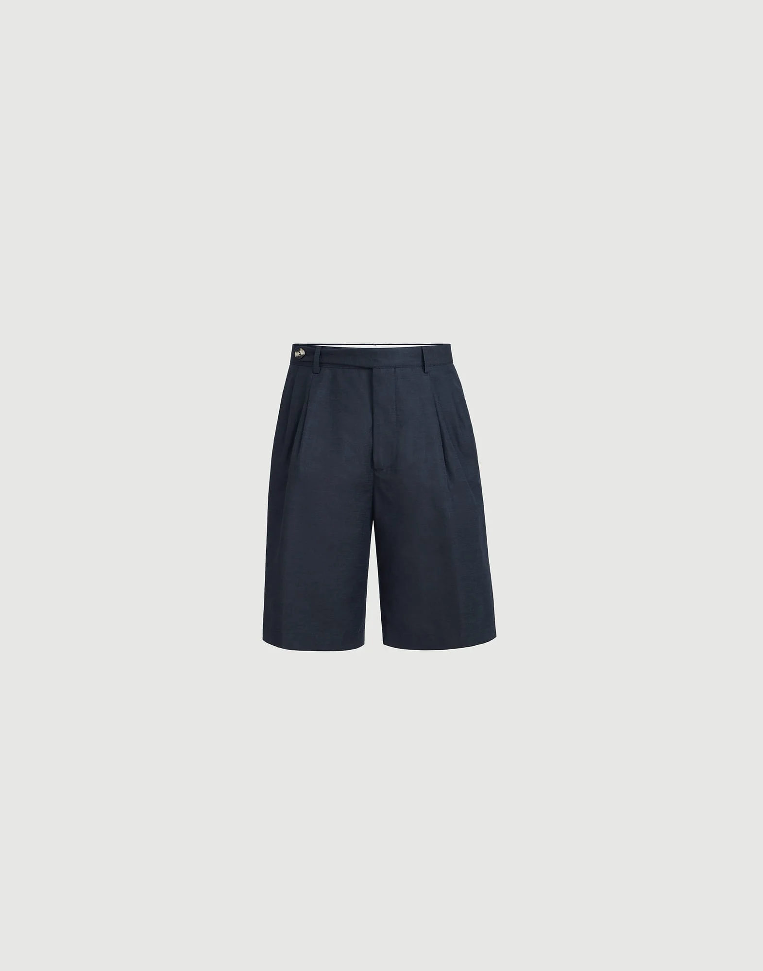 Cotton and linen panama Bermuda shorts with pleats and tabbed waistband - 1