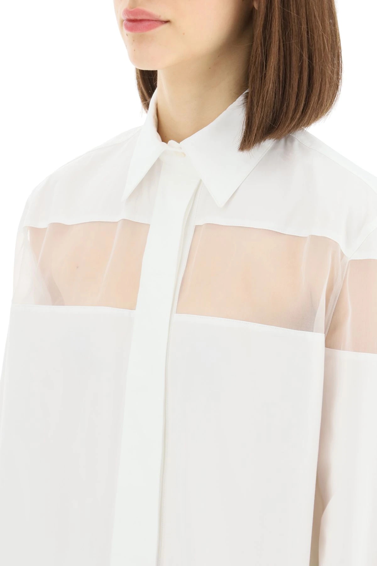 POPLIN SHIRT WITH ORGANZA INSERTS - 5