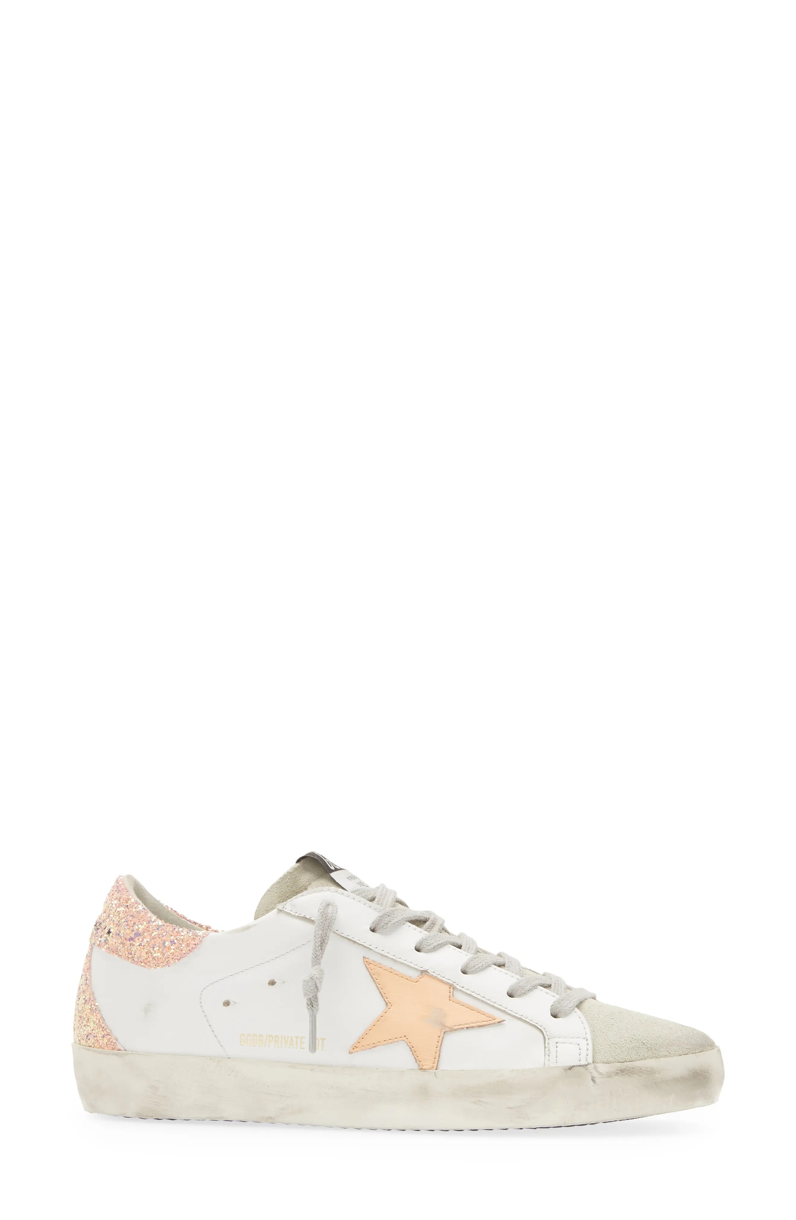 Super-Star Low Top Sneaker in White/Peach - 3