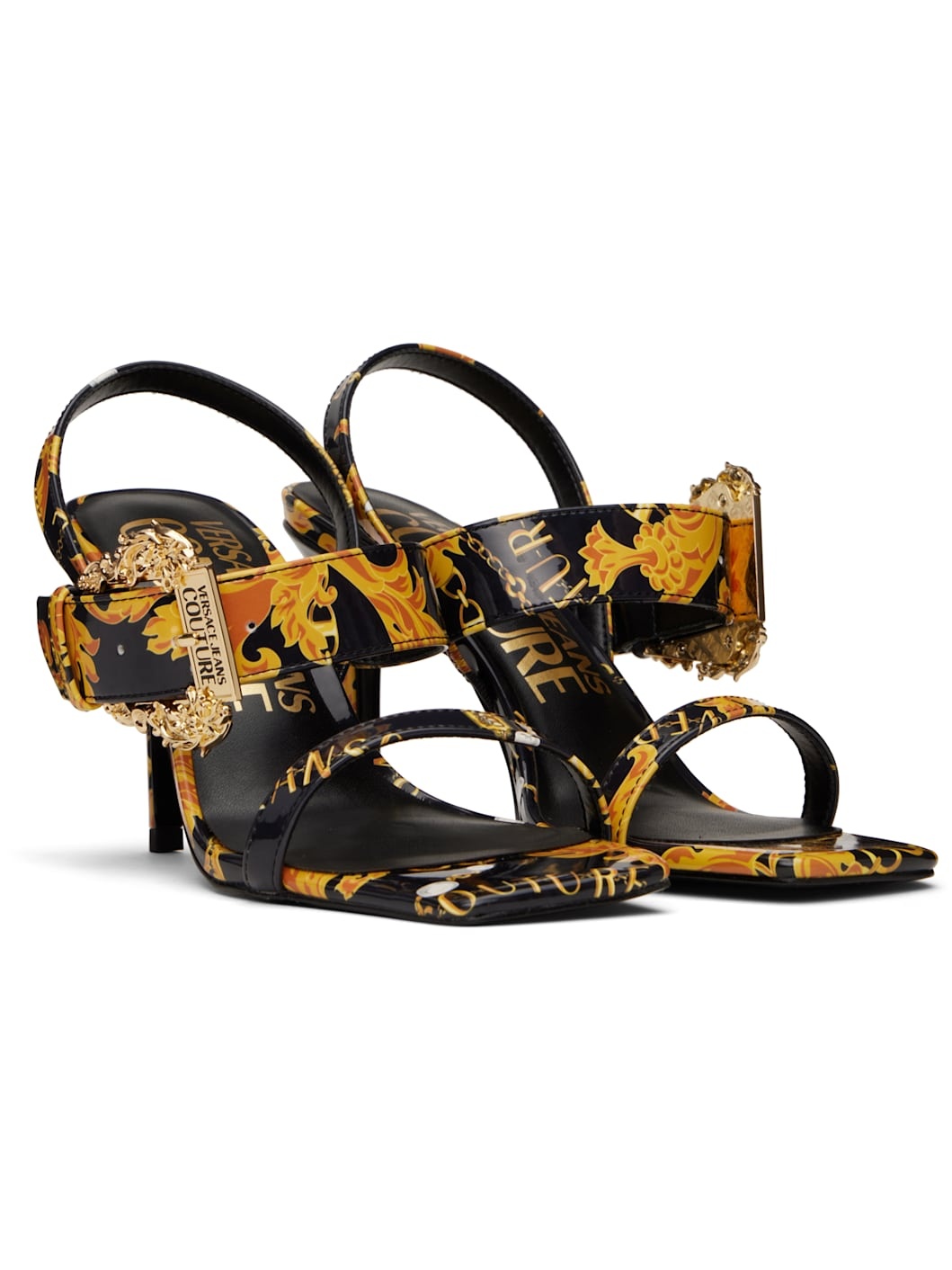 Black & Gold Couture Emily Slingback Heeled Sandals - 4