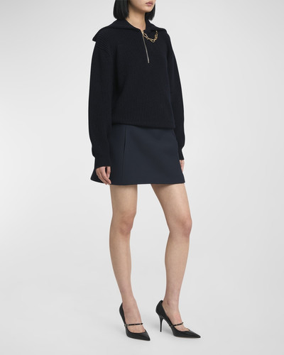 Valentino V-Logo Chain Quarter-Zip Rib Sweater outlook