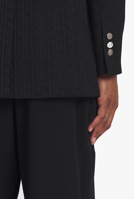 Black eco-designed crepe blazer with Balmain monogram - 6