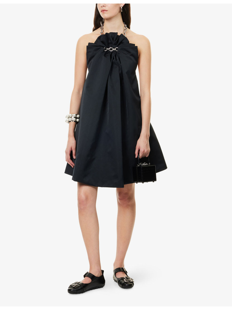 Simone Rocha Ruched Balloon Woven Midi Dress outlook