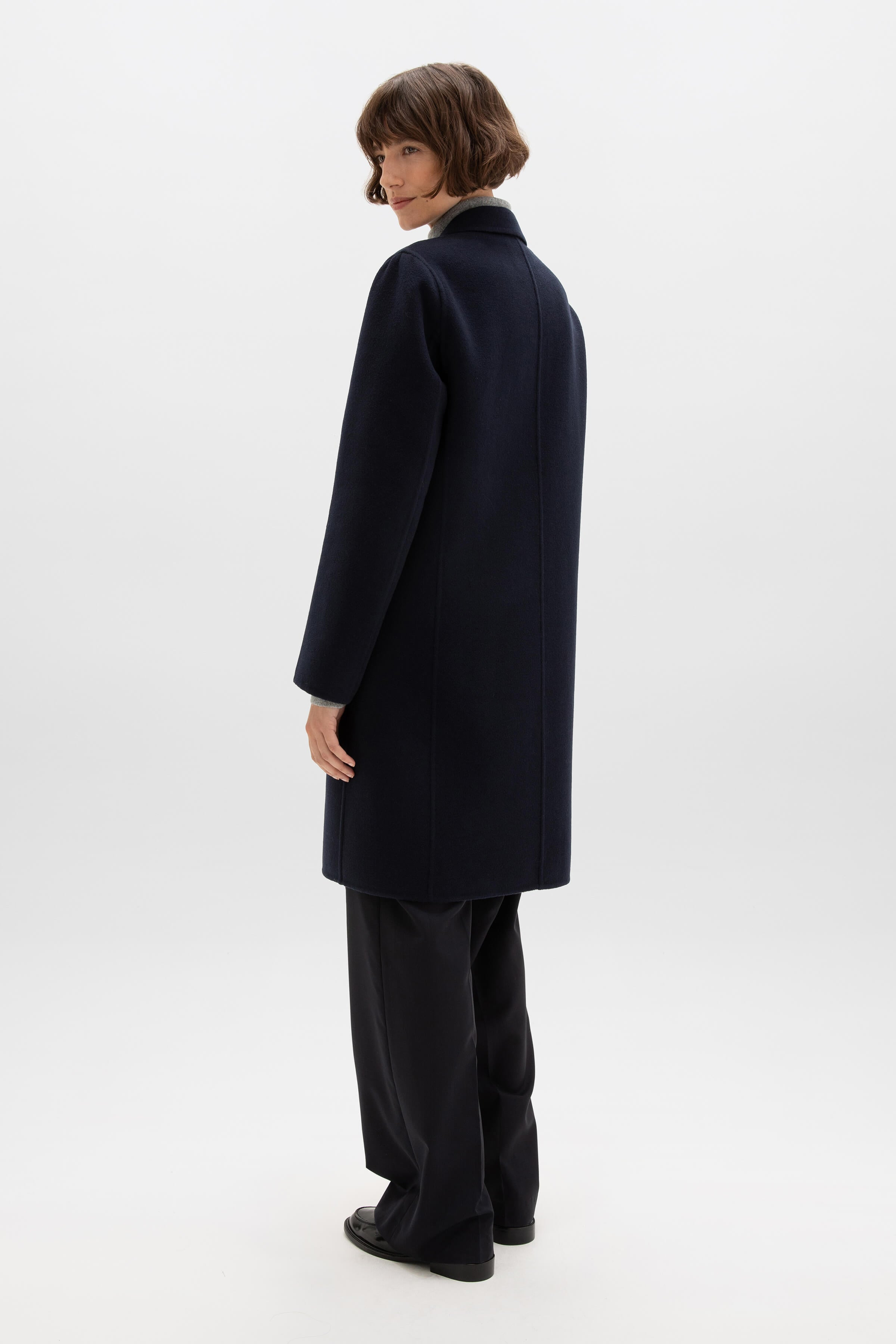 Classic Navy Cashmere Coat - 4