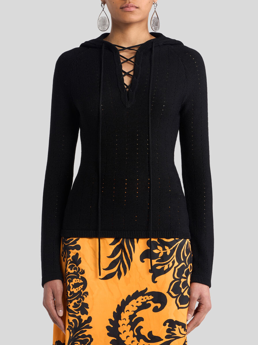 KNIT TOP WITH CROSSOVER AND PUNCHED DETAIL - 2
