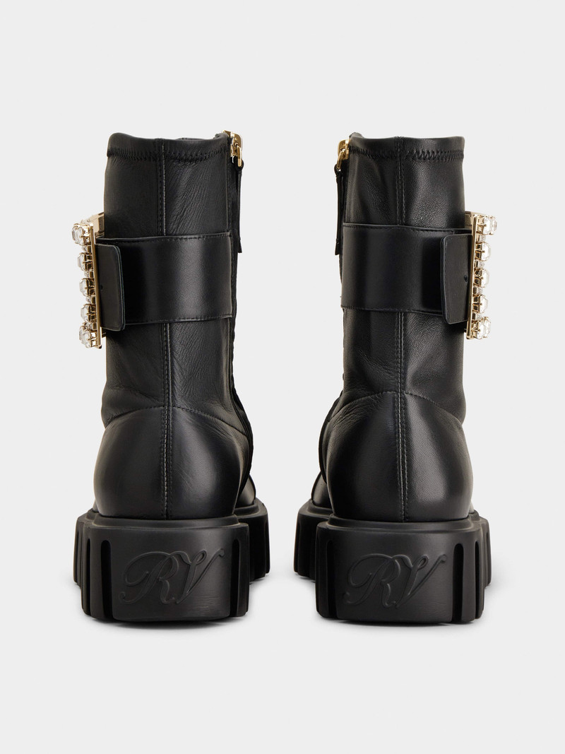 Viv' Go-Thick Rhinestone Buckle Stretch Ankle Boots in Soft Leather 5