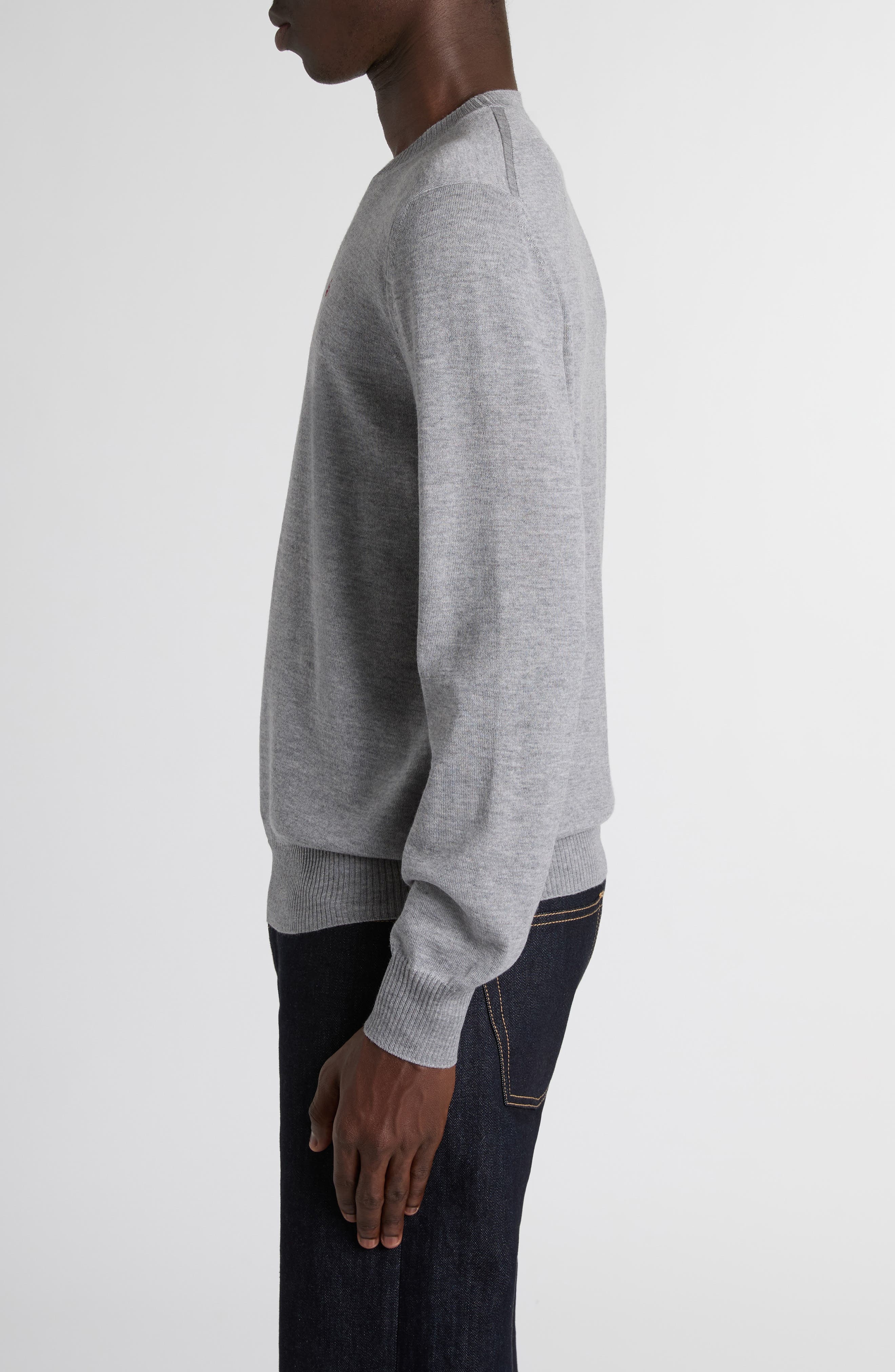 McQueen Wool Crewneck Sweater in Palegrey/Bordeaux at Nordstrom - 3