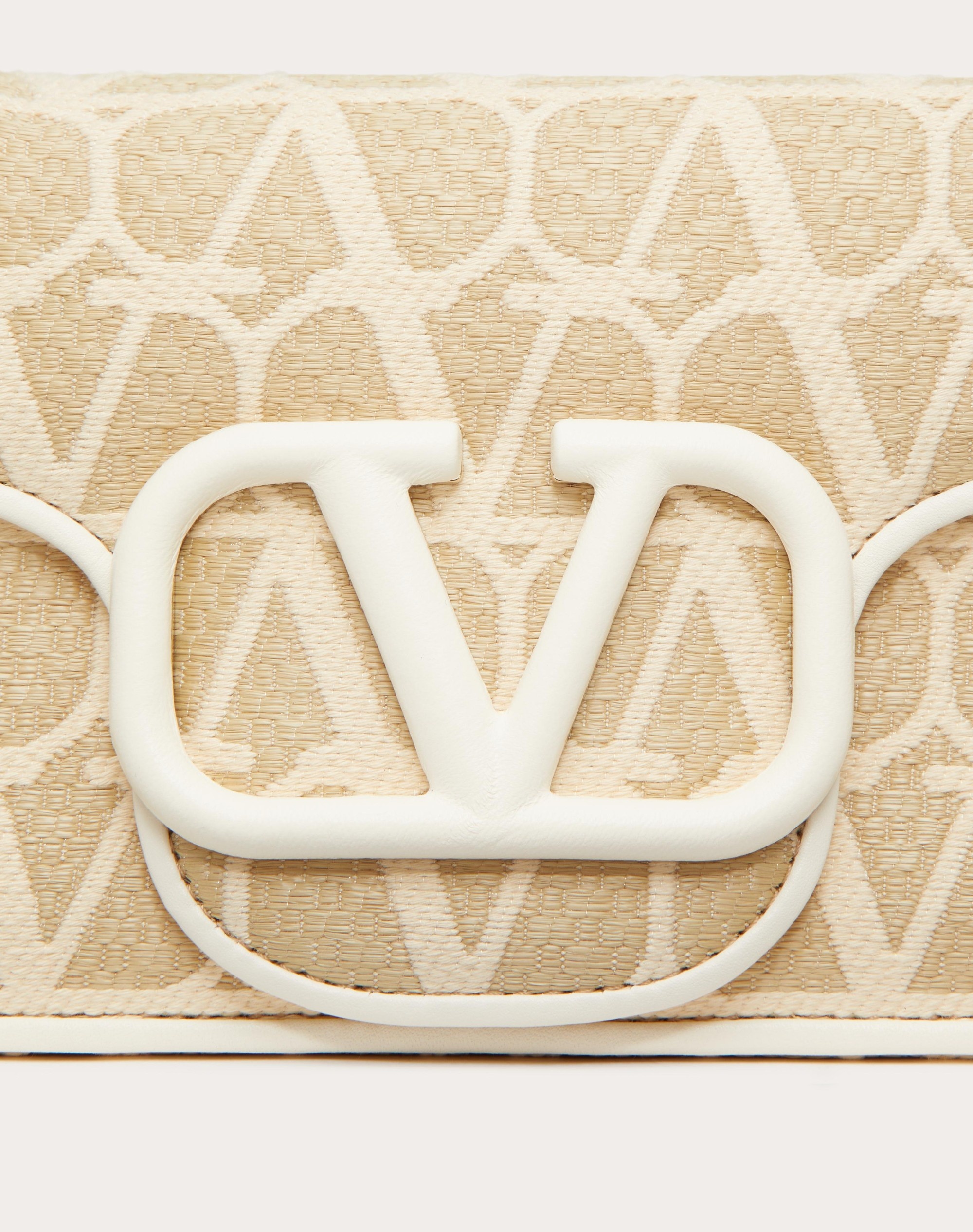 VALENTINO GARAVANI LOCÒ TOILE ICONOGRAPHE RAFFIA SHOULDER BAG - 8
