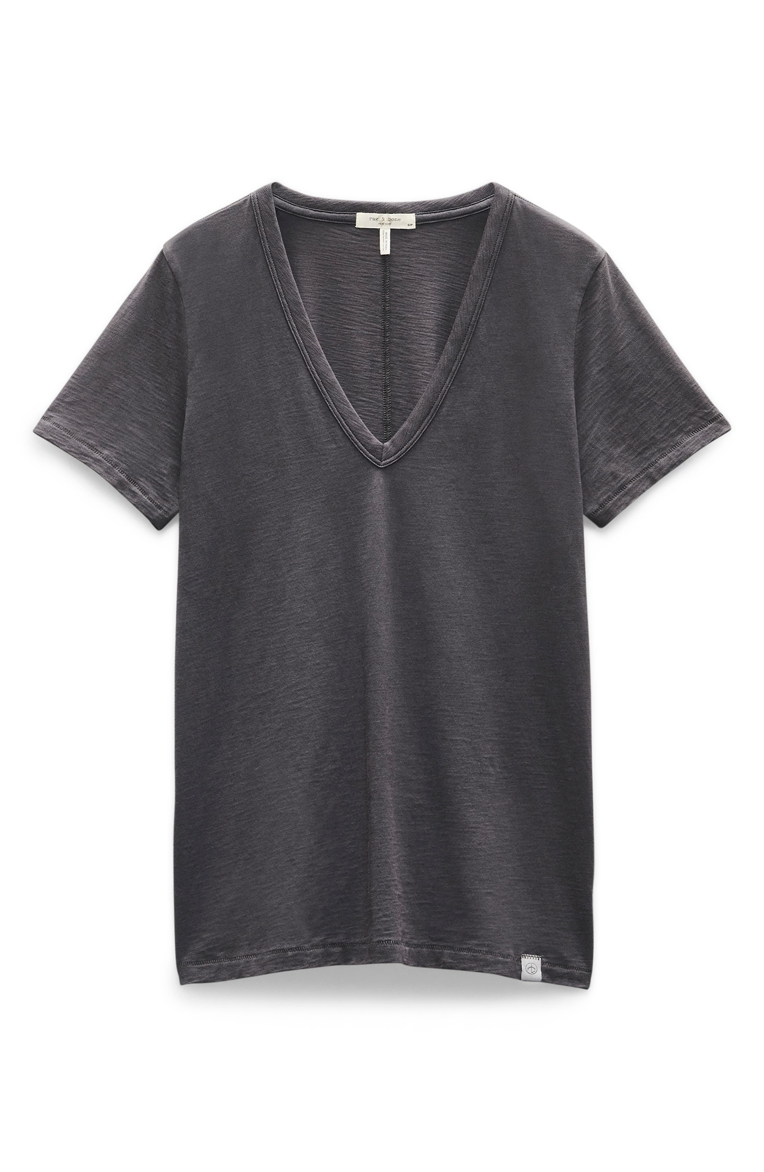 rag & bone The Slub V-Neck Organic Pima Cotton T-Shirt in Greystone at Nordstrom - 5