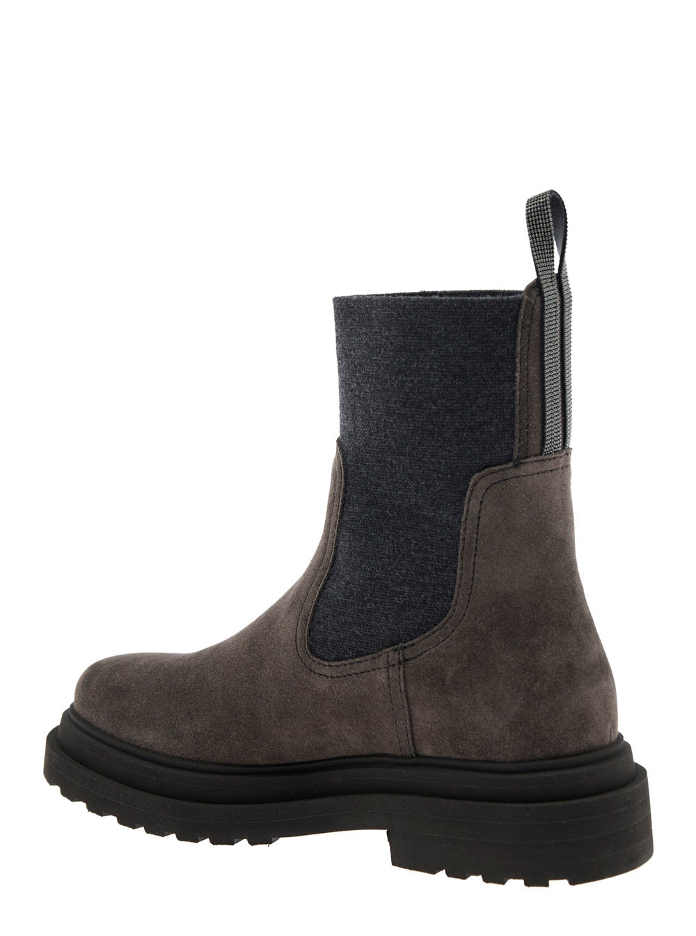 Brunello Cucinelli Women Brown Ankle Boots With Pull-Tab With Monil At The Heel In Suede Woman - 3