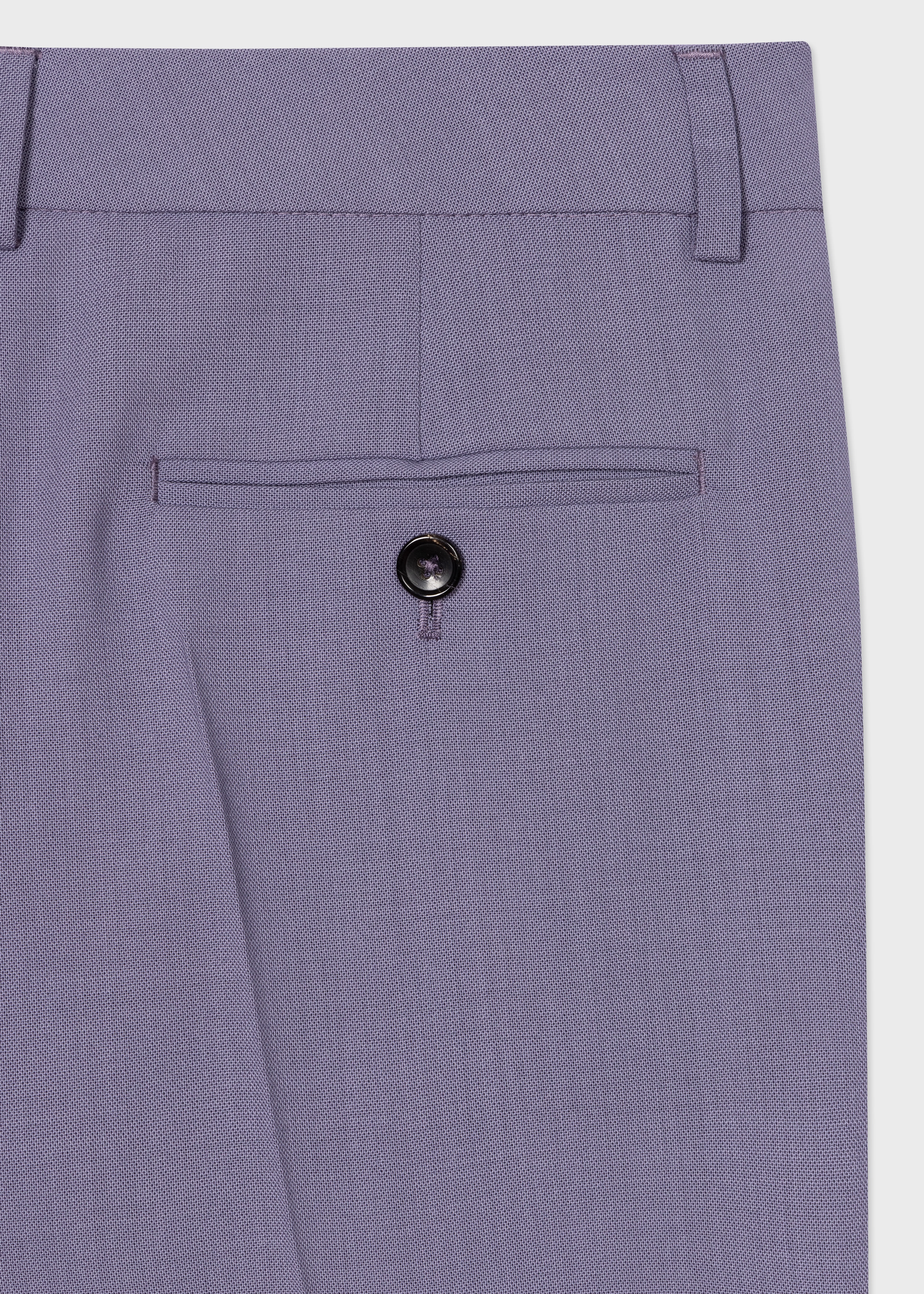 Dark Lilac Wool Hopsack Trousers - 2