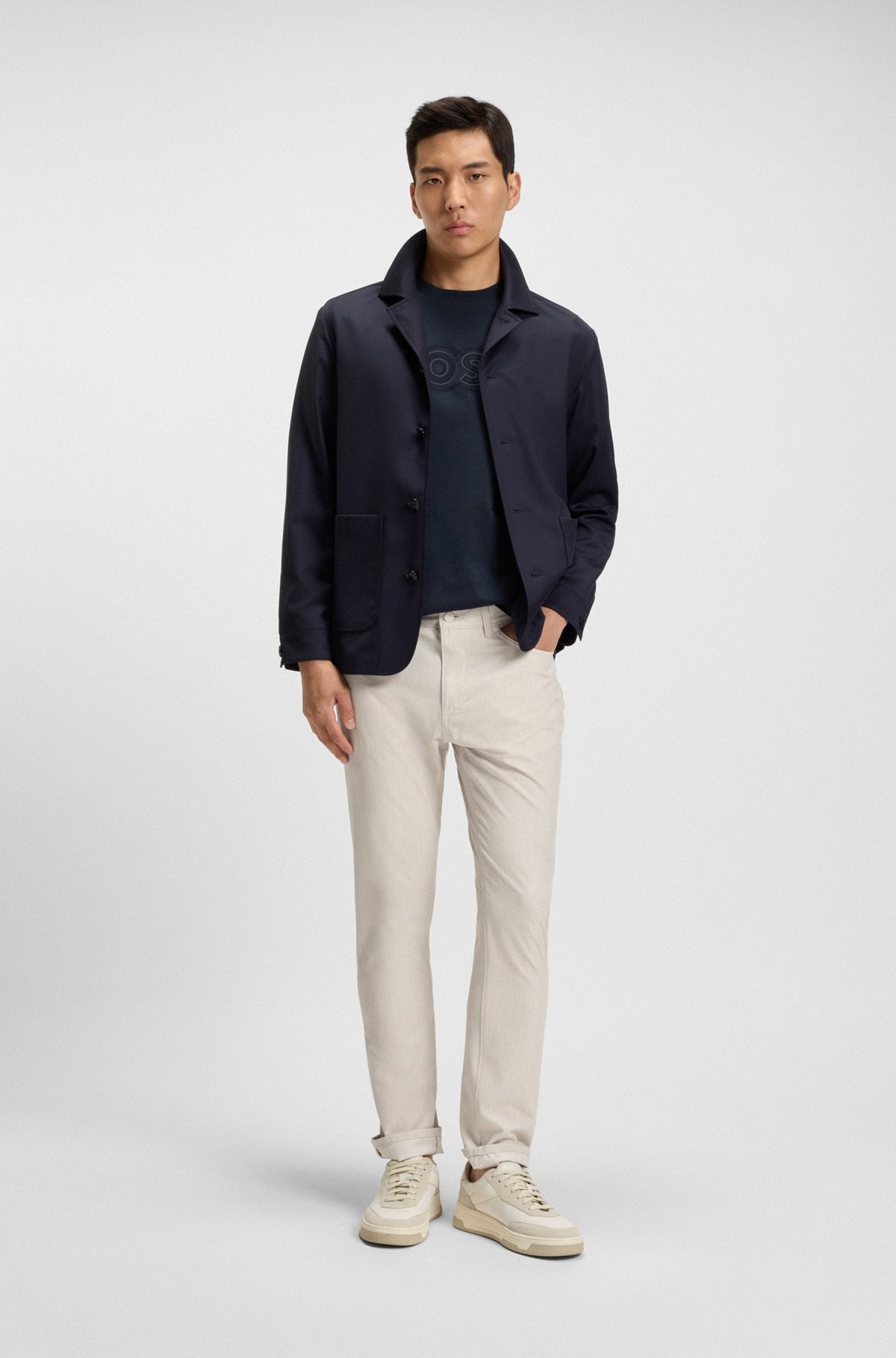 DELAWARE SLIM-FIT TROUSERS IN WRINKLE-RESISTANT DOBBY - 3