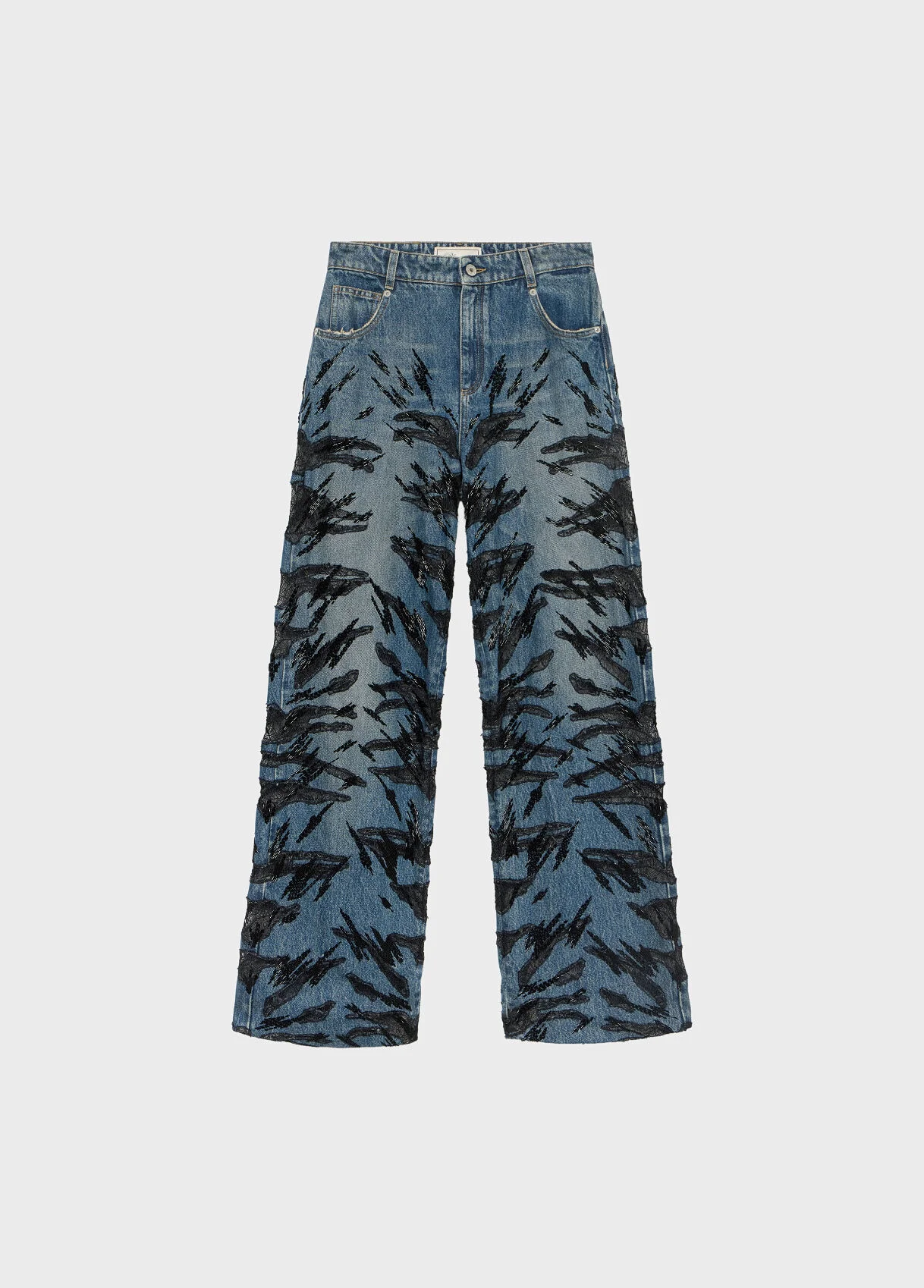 WIDE LEG JEANS WITH EMBROIDERY - 1