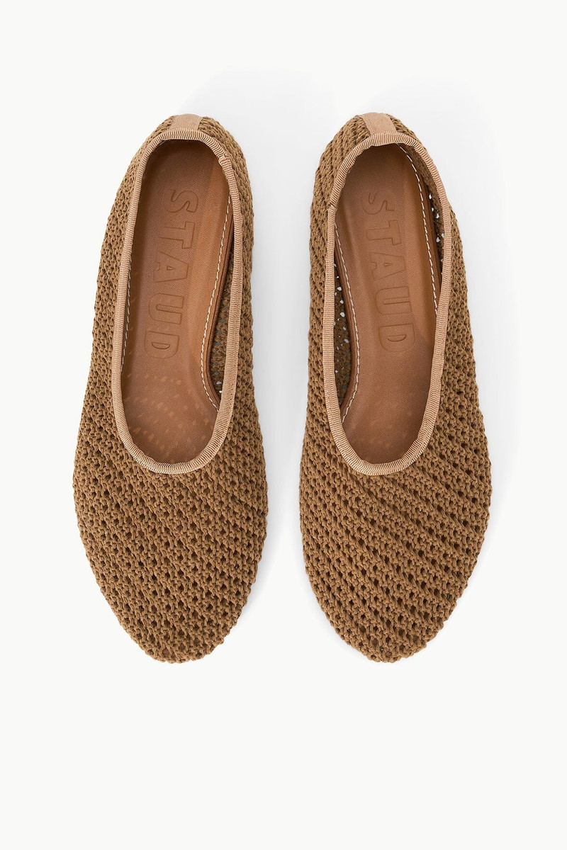 STAUD ALBA BALLET FLAT CAMEL CROCHET 7