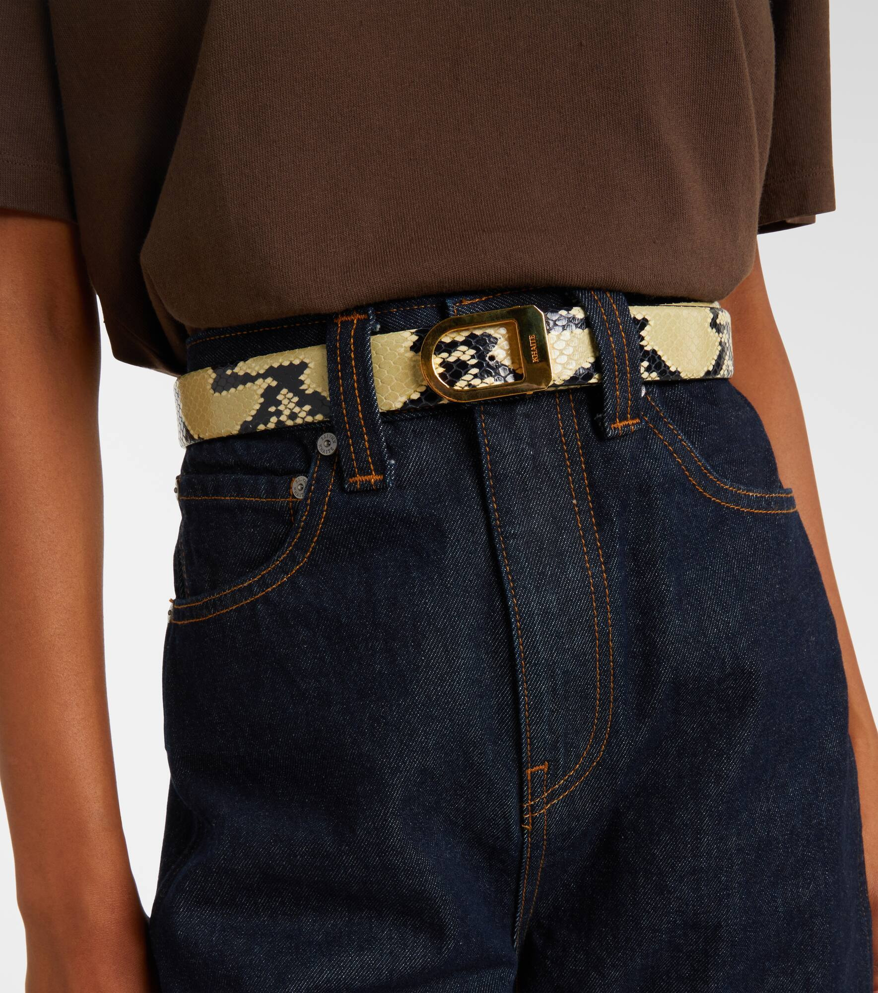 Saddle 30mm snake-effect leather belt - 2