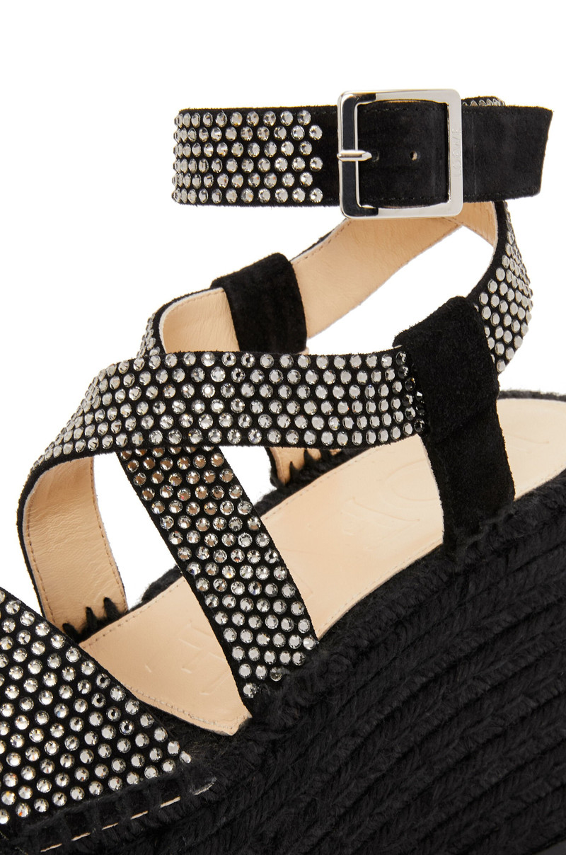 Petal espadrille platform in suede calfskin and rhinestones 5