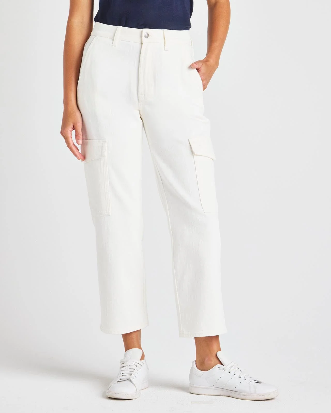 Crop Denim Cargo Pant - 1