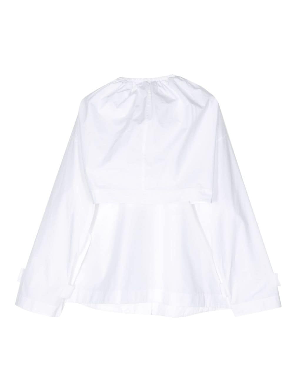 drastring-neck long-sleeved blouse - 2